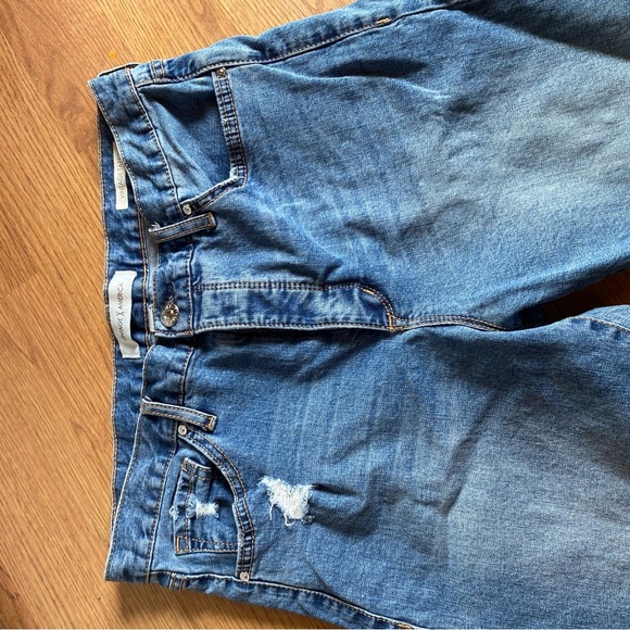 Missy Vintage America Blue Relaxed Jeans Distressed Button Fly Taper - Picture 3 of 8